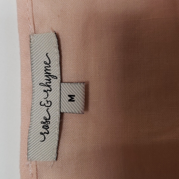 Rose & Rhyme Linen Embroidered Eyelet Tunic Top Size L Boho Keyhole Tie Neck - Picture 3 of 8